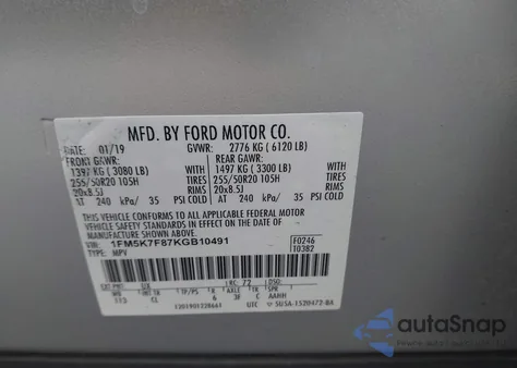 2019 Ford Explorer Limited z USA, uszkodzony, nr VIN 1FM5K7F87KGB10491